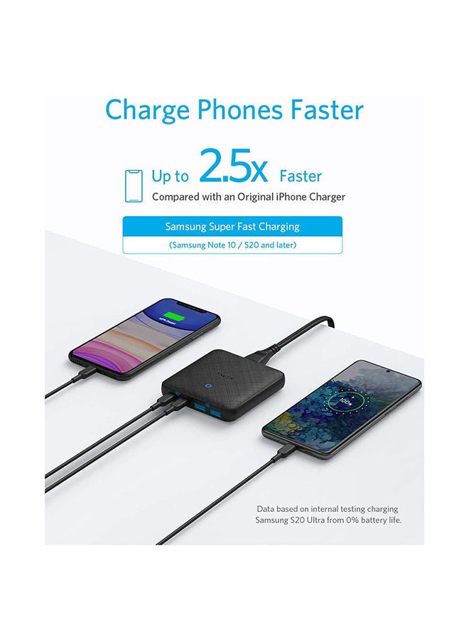 Anker - 4 Port PIQ 3.0&GaN Fast Charger Adapter, PowerPort Atom III Slim Wall Charger With A 65W Power Delivery Port USB-C Black - Image 1