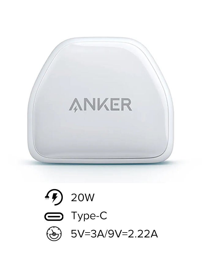 Anker - [Upgraded] Anker Nano iPhone 14 Pro Charger, 20W PIQ 3.0 Durable Compact Fast Charger, PowerPort III USB-C Charger for iPhone 14 Pro Max/14 Pro/14 Plus/14/13/12/11, Galaxy, iPad/iPad mini, and More White - Image 1