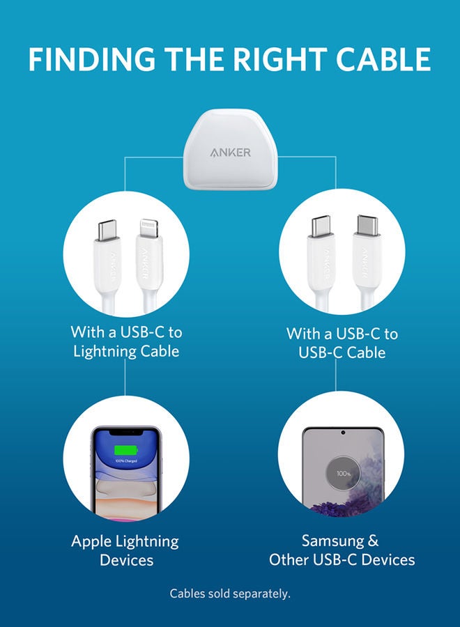 Anker - [Upgraded] Anker Nano iPhone 14 Pro Charger, 20W PIQ 3.0 Durable Compact Fast Charger, PowerPort III USB-C Charger for iPhone 14 Pro Max/14 Pro/14 Plus/14/13/12/11, Galaxy, iPad/iPad mini, and More White - Image 1