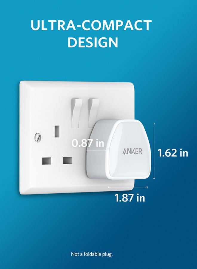 Anker - [Upgraded] Anker Nano iPhone 14 Pro Charger, 20W PIQ 3.0 Durable Compact Fast Charger, PowerPort III USB-C Charger for iPhone 14 Pro Max/14 Pro/14 Plus/14/13/12/11, Galaxy, iPad/iPad mini, and More White - Image 1