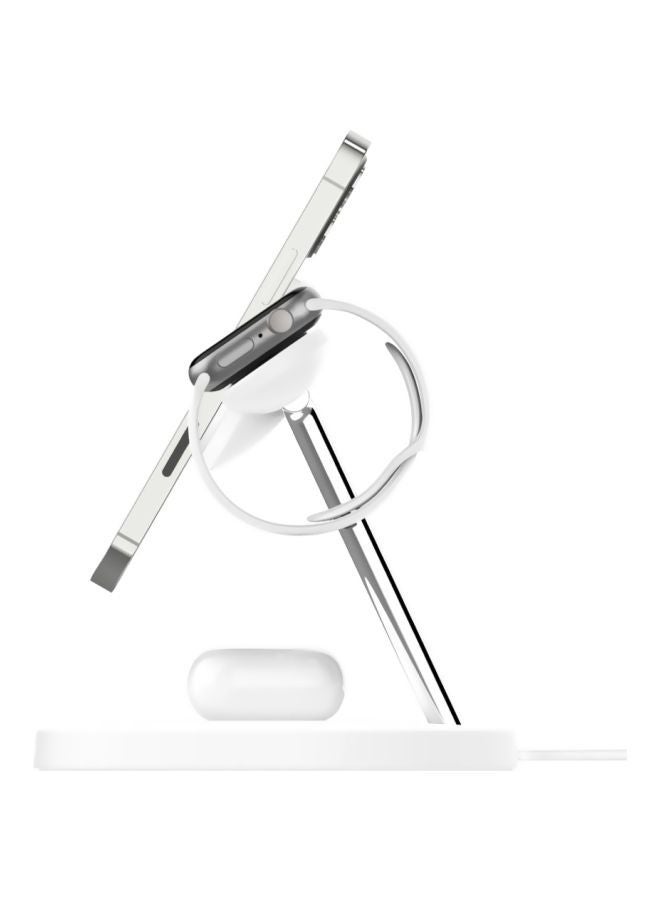 belkin - Boostcharge Pro 3-in-1 Wireless Charger Stand With Magsafe - Apple Wireless Charger For iPhone 15/14/13/12 Series, Apple Watch Series Se/6/5/4/3/2/1 And Airpods/Airpods Pro white - Image 1