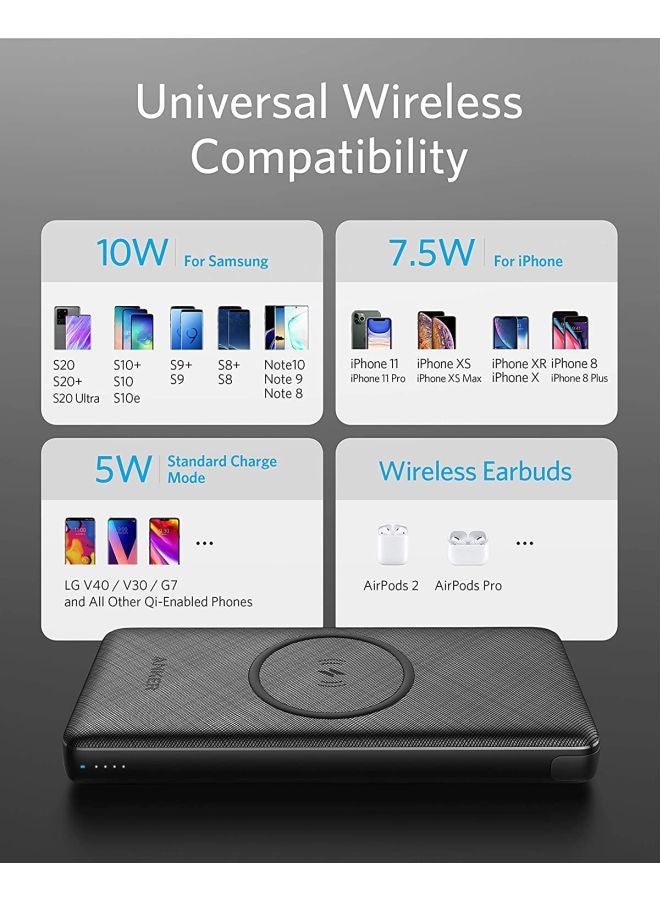 Anker - Wireless Power Bank 10,000mAh PD, PowerCore III 10K Wireless Portable Charger with Qi-certified 10W Wireless Charging and 18W USB-C Quick Charge for iPhone 16/16 Pro/16 Pro Max/15/15 Pro/15 Pro Max, iPad Black - Image 1