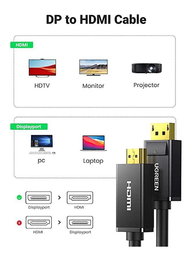 Ugreen 4K UHD DP to HDMI Cable 4K@2K Male to Male DisplayPort to HDMI Video Cord DisplayPort to HDTV Monitor Compatible with Laptop PC TV Monitor Projector HDTV-2M Black  - Image 2