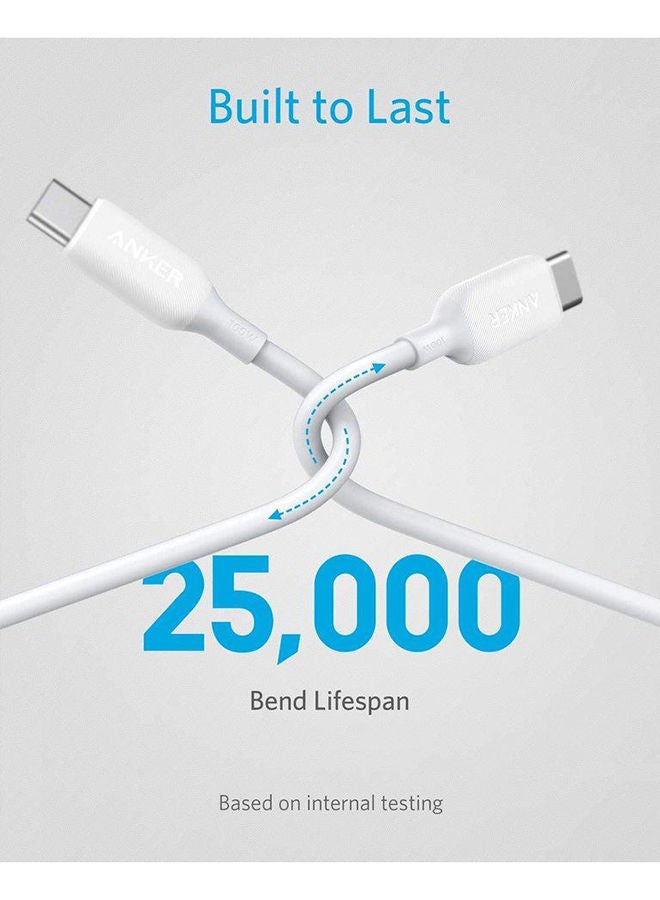 PowerLine III USB-C to USB-C 2.0 Cable USB C to USB C Cable 100W White