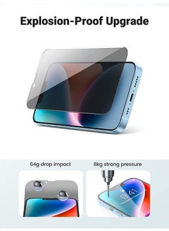يو جرين واقي خصوصية iPhone 14 Plus/iPhone 13 Pro Max مكون من قطعتين للشاشة المضادة للخدش مع إطار محاذاة، طبقة حماية زجاجية مضادة للتجسس خالية من الفقاعات  - Image 5