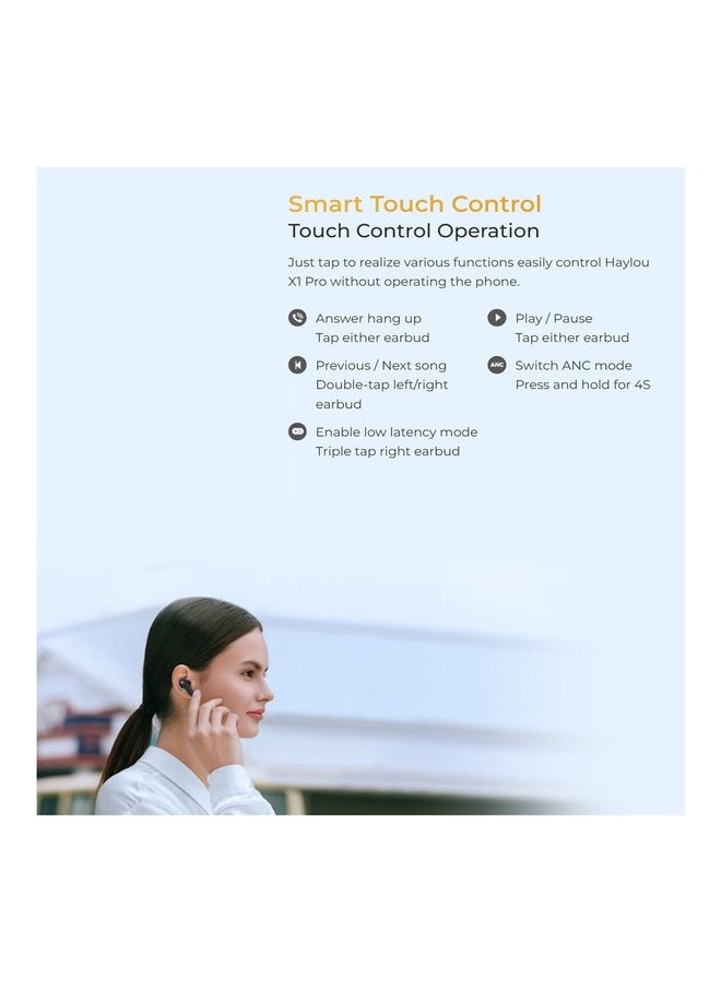 X1 Pro Dual Noise Cancellation True Wireless Earbuds -35dB Hybrid ANC 40H Battery Life AAC Audio Codec Black