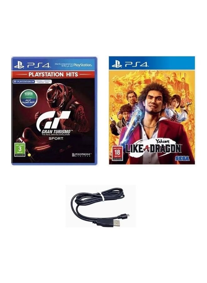 Polyphony Digital Gran Turismo With Yakuza Like A Dragon And Charging Cable - PlayStation 4 (PS4) - Image 1