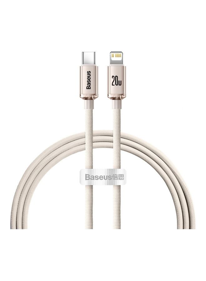 Baseus - USB-C to Lightning Cable, for iPhone Fast Charger 20W, Braided Nylon Lightning Cable Compatible with iPhone 14/14 Pro Max/14 Pro/13/12/11, iPad, Airpods (1.2m) - Pink - Image 1