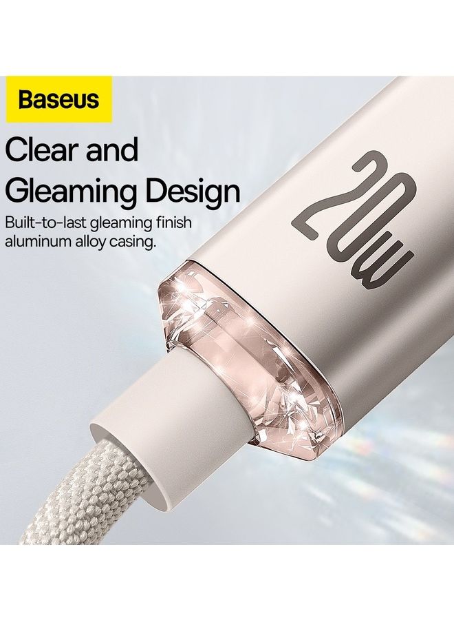 Baseus - USB-C to Lightning Cable, for iPhone Fast Charger 20W, Braided Nylon Lightning Cable Compatible with iPhone 14/14 Pro Max/14 Pro/13/12/11, iPad, Airpods (1.2m) - Pink - Image 1