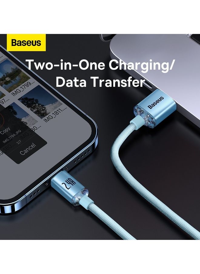 Baseus - USB-A to Lightning Cable, for iPhone Fast Charger 20W, Braided Nylon Lightning Cable Compatible with iPhone 14/14 Pro Max/14 Pro/13/12/11, iPad, Airpods (1.2m) - Blue - Image 1