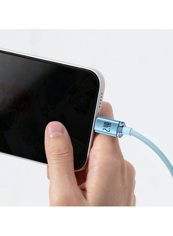 Baseus - USB-A to Lightning Cable, for iPhone Fast Charger 20W, Braided Nylon Lightning Cable Compatible with iPhone 14/14 Pro Max/14 Pro/13/12/11, iPad, Airpods (1.2m) - Blue - Image 1