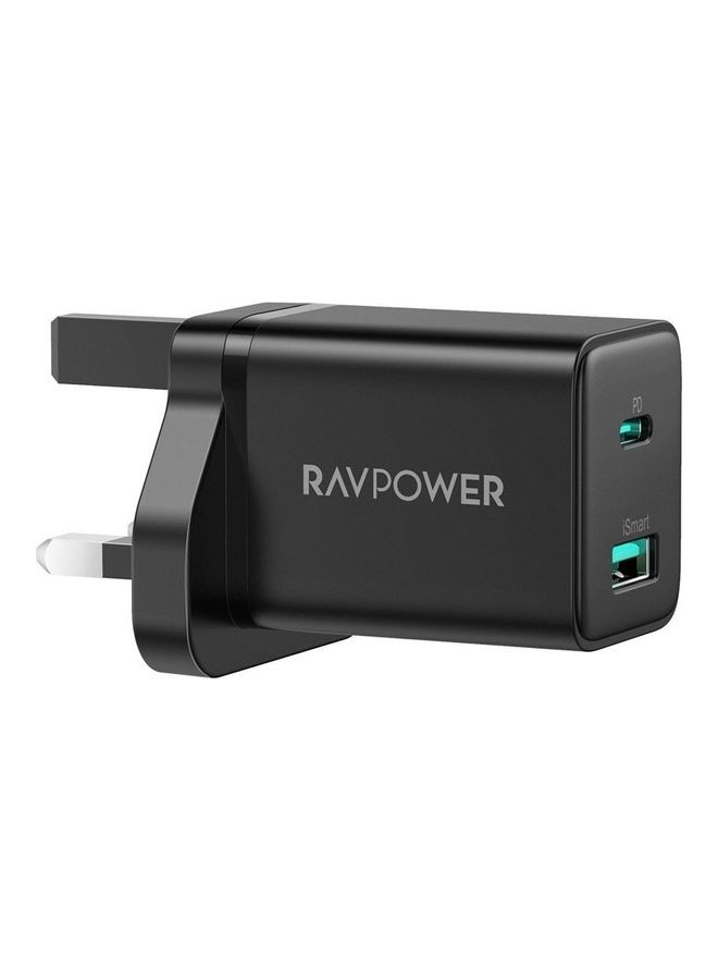 RAVPOWER 20W Wall Charger with 2 Charging Ports Black  - Image 2