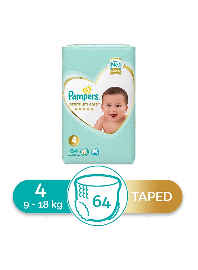 Pampers Pampers Premium Care Diapers, Maxi, 9-18 Kg (64 diapers)  - Image 1