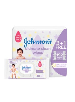 Johnson's Baby Wipes Ultimate Clean 3 +1,192 Total Count  - Image 1