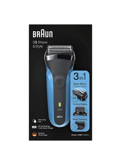 BRAUN Series 3 Shave And Style 310BT, Wet and Dry Rechargeable Electric Shaver Black/Blue  - Image 4