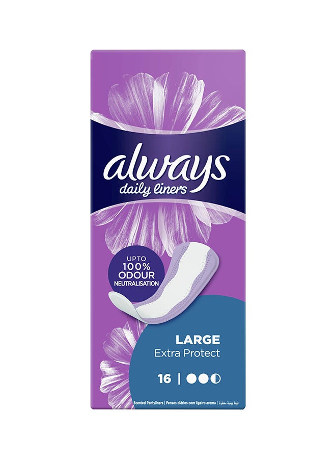 Always ALWAYS, Extra Protect Daili Liners, Large, Unscented, 16 Liners  - Image 1