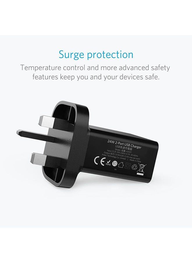 Anker - 24W Dual-Port USB Charger Black - Image 1