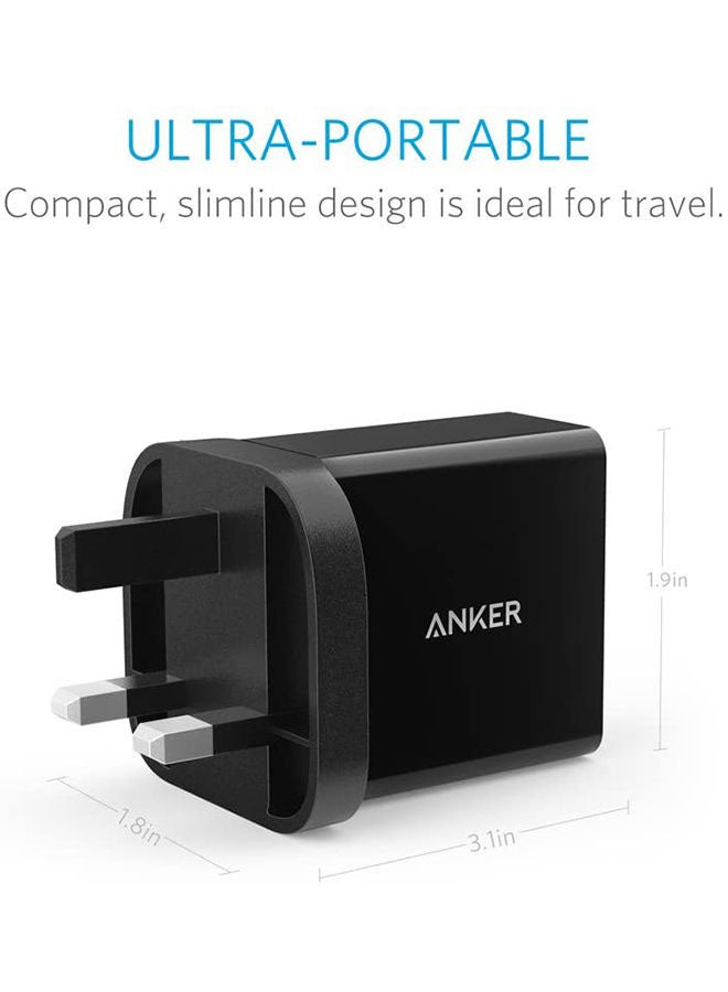Anker - 24W Dual-Port USB Charger Black - Image 1