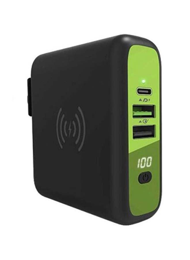 8000 mAh Mbala.Qi Power Bank With Wireless And Wall Charger Black/Green