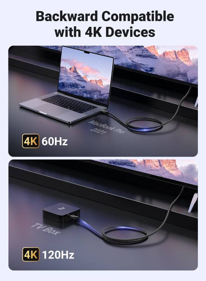 Ugreen - HDMI Cable 8K 1M Ultra HD High Speed 48Gbps 2.1 Cord 8K@60Hz Support Dynamic HDR, Dolby Compatible For MacBook Pro 2021,PS5/4, Samsung TV Nylon Braided black - Image 1