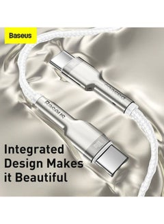 Baseus Type C Cable, 100W USB C to C Fast Charging Cable PD3.0 5A, Braided Nylon Phone Charger USB C Cable for iPhone 15 Pro Max, 15 Plus, iPad mini, MacBook Pro/Air, iPad Pro, Samsung S23+, Huawei P60 2M White/Silver  - Image 2