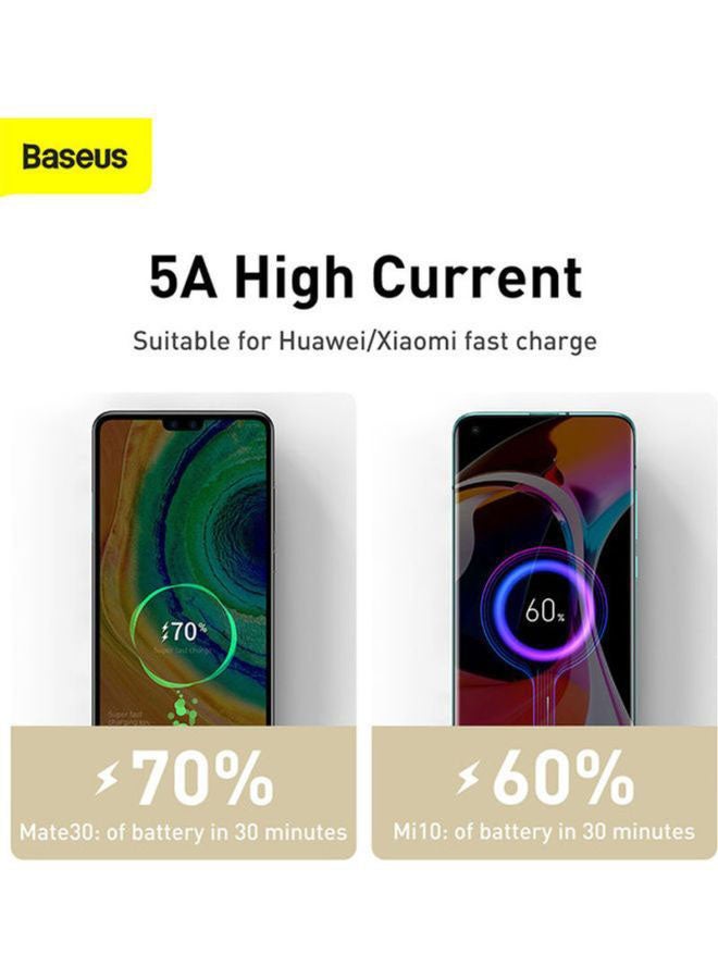 Baseus - Type C Cable, 100W USB C to C Fast Charging Cable PD3.0 5A, Braided Nylon Phone Charger USB C Cable for iPhone 15 Pro Max, 15 Plus, iPad mini, MacBook Pro/Air, iPad Pro, Samsung S23+, Huawei P60 2M White/Silver - Image 1