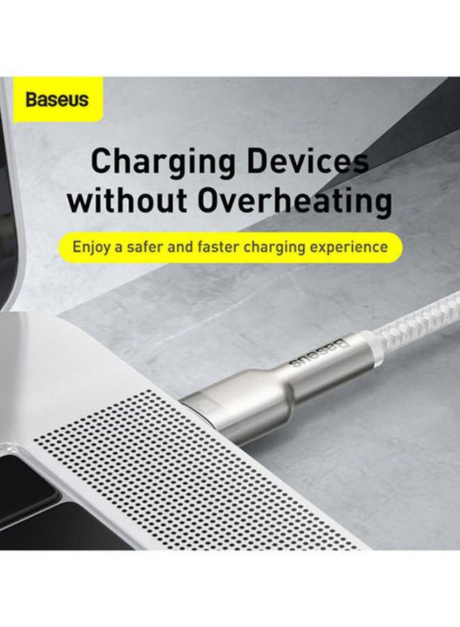 Baseus - Type C Cable, 100W USB C to C Fast Charging Cable PD3.0 5A, Braided Nylon Phone Charger USB C Cable for iPhone 15 Pro Max, 15 Plus, iPad mini, MacBook Pro/Air, iPad Pro, Samsung S23+, Huawei P60 2M White/Silver - Image 1