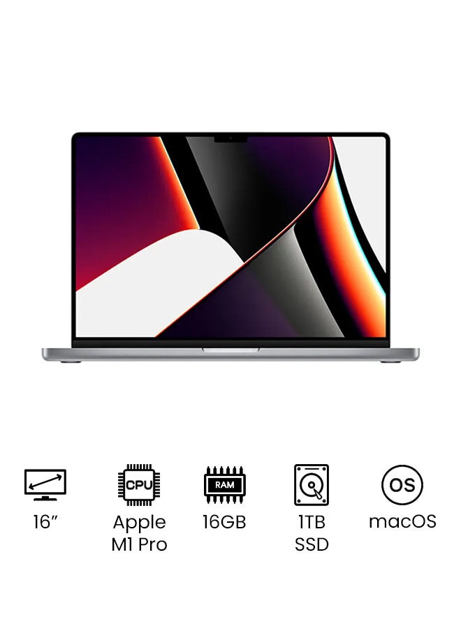 Apple - MacBook Pro MK193 16-Inch Liquid Retina XDR Display Apple M1 Pro Chip With 10-Core CPU And 16-Core GPU/16GB RAM/1TB SSD/English And Arabic Keyboard Space Grey - Image 1