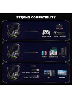 onikuma Over-Ear LED Wired Gaming Headphones With Mic For PS4/PS5/XOne/XSeries/NSwitch/PC  - Image 3