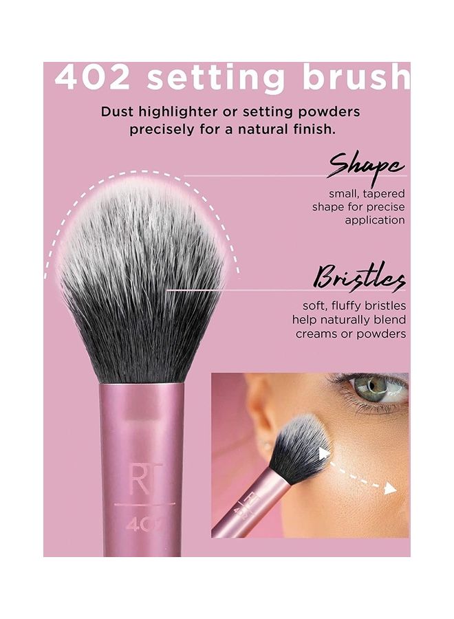 ريل تكنيكس مجموعة فرش للمكياج مع فرشاة لمحدد عيون جل وفرشاة مسطحة للعيون والرموش، وإسفنجة دمج لظلال العيون وفرش لكريم الأساس وأحمر الخدود وخافي عيوب البشرة متعدد الألوان - Image 4