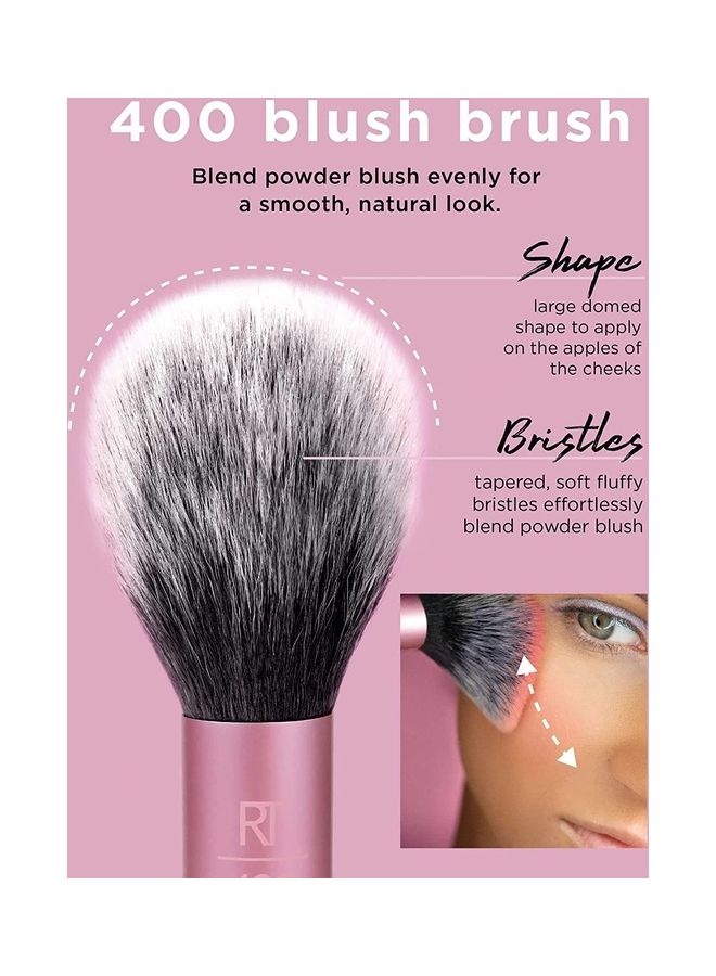 ريل تكنيكس مجموعة فرش للمكياج مع فرشاة لمحدد عيون جل وفرشاة مسطحة للعيون والرموش، وإسفنجة دمج لظلال العيون وفرش لكريم الأساس وأحمر الخدود وخافي عيوب البشرة متعدد الألوان - Image 5