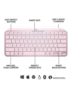 Logitech Mx Keys Mini Minimalist Wireless Illuminated Keyboard, Compact Bluetooth Backlit Usb-C Compatible With Apple Macos Ios Windows Linux Android Rose  - Image 5