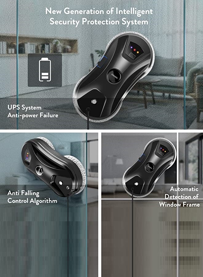 أمال - Robotic Vacuum Cleaner For Window and Floor Cleaning  -Dry and Wet Mop with mobile application and remote controller Efficient Black - Image 1