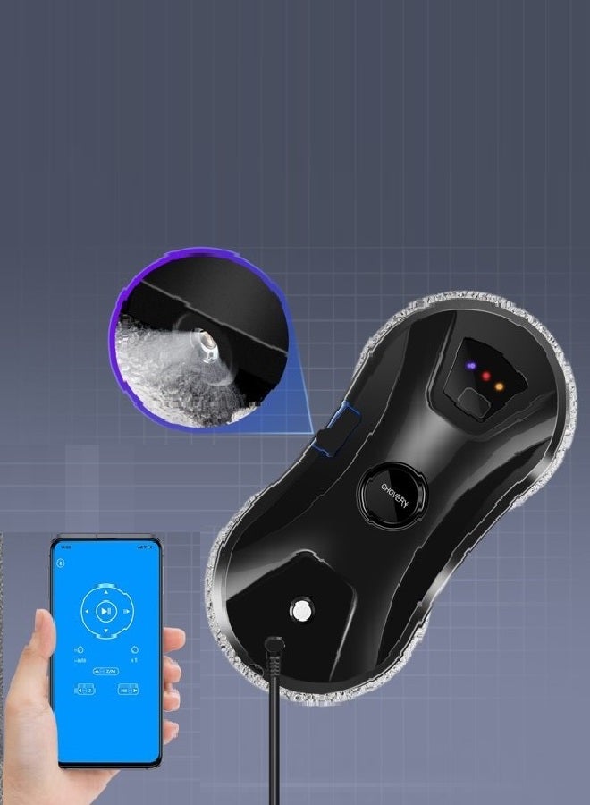 أمال - Robotic Vacuum Cleaner For Window and Floor Cleaning  -Dry and Wet Mop with mobile application and remote controller Efficient Black - Image 1