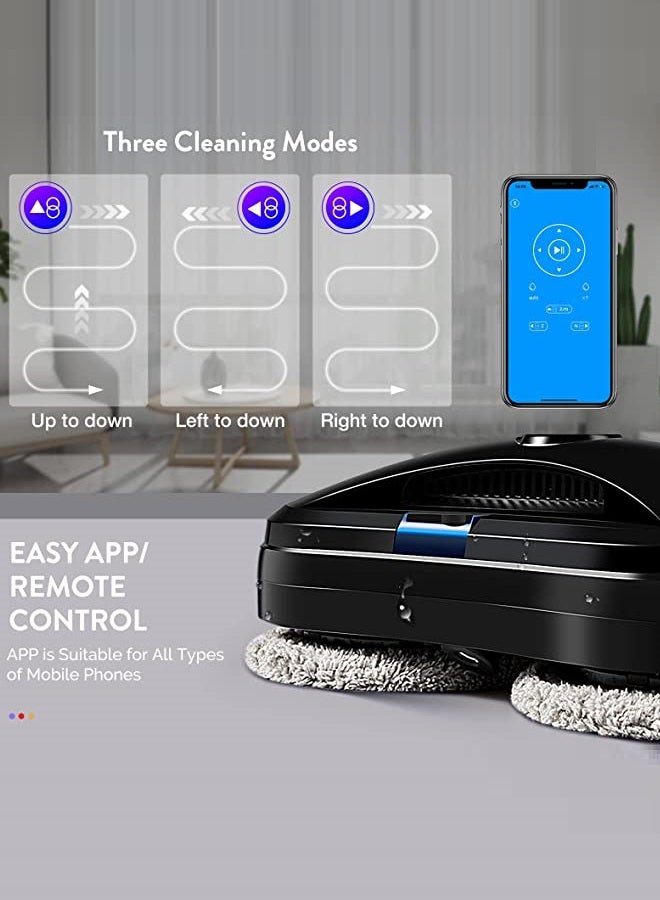 أمال - Robotic Vacuum Cleaner For Window and Floor Cleaning  -Dry and Wet Mop with mobile application and remote controller Efficient Black - Image 1