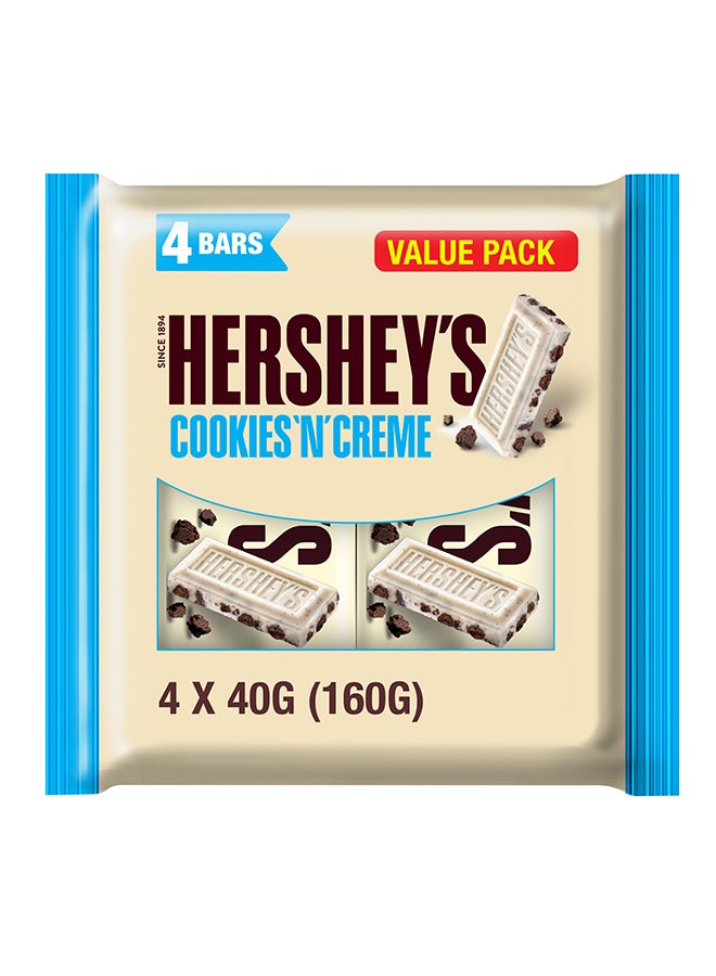 Hershey's Candy Bar, Cookies ‘N’ Creme Flavour Value Pack, 4 Bars 40grams Pack of 4 - Image 1
