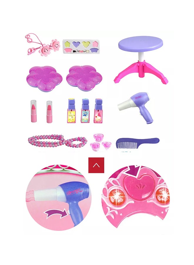 شيانغ يو مجموعة لعب الاطفال التظاهر بالجمال لعبة طاولة الزينة الموسيقية مع مرآة وضوء 62x33x64.5 سم 62x33x64.5سم - Image 4