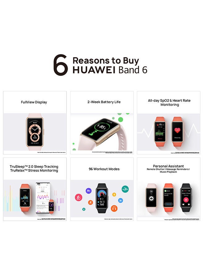 HUAWEI Band 6 All-Day SPO2 Monitoring Fullview Display 2 Weeks Battery Life 1.47 inch Amber Sunrise  - Image 5