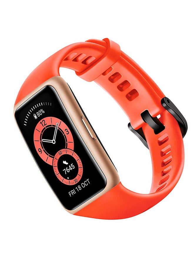 HUAWEI - Band 6 All-Day SPO2 Monitoring Fullview Display 2 Weeks Battery Life 1.47 inch Amber Sunrise - Image 1