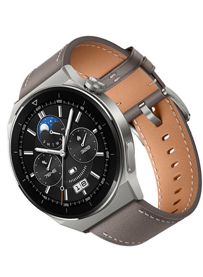 HUAWEI - Watch GT 3 Pro SmartWatch Heart Rate & Blood Oxygen Monitoring Light Titanium Case 46mm Grey Leather Strap - Image 1