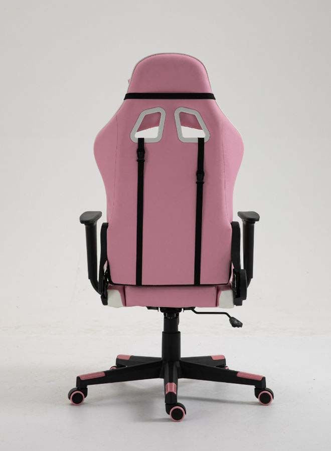 Switch - Drake High Back Ergonomically Stable, With Swivel Function, Adjustable In Full Reclining Faux Leather Computer Silla Gamer Racing Gaming Chair, In Pink With White Accents 5727P Pink - Image 1