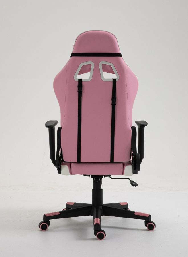 Switch - Drake High Back Ergonomically Stable, With Swivel Function, Adjustable In Full Reclining Faux Leather Computer Silla Gamer Racing Gaming Chair, In Pink With White Accents 5727P Pink - Image 1