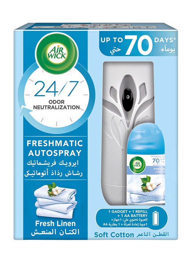 Air Wick - Freshmatic Auto Spray kit, Fresh Linen, Gadget And 1 Refill 250ml - Image 1