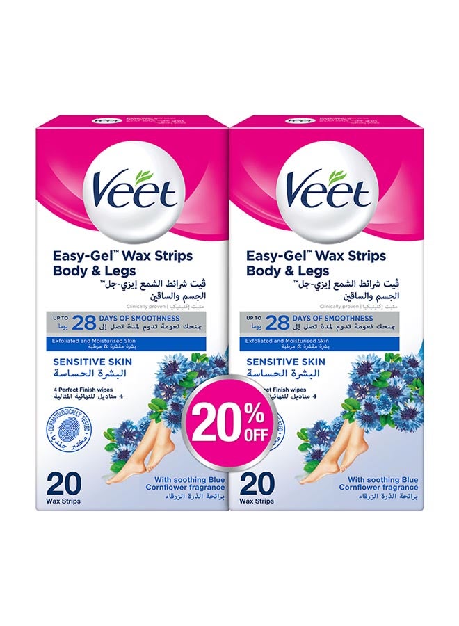Veet - Hair Removal Easy Gel Wax Strips ,Sensitive Skin, Pack Of 2 White - Image 1