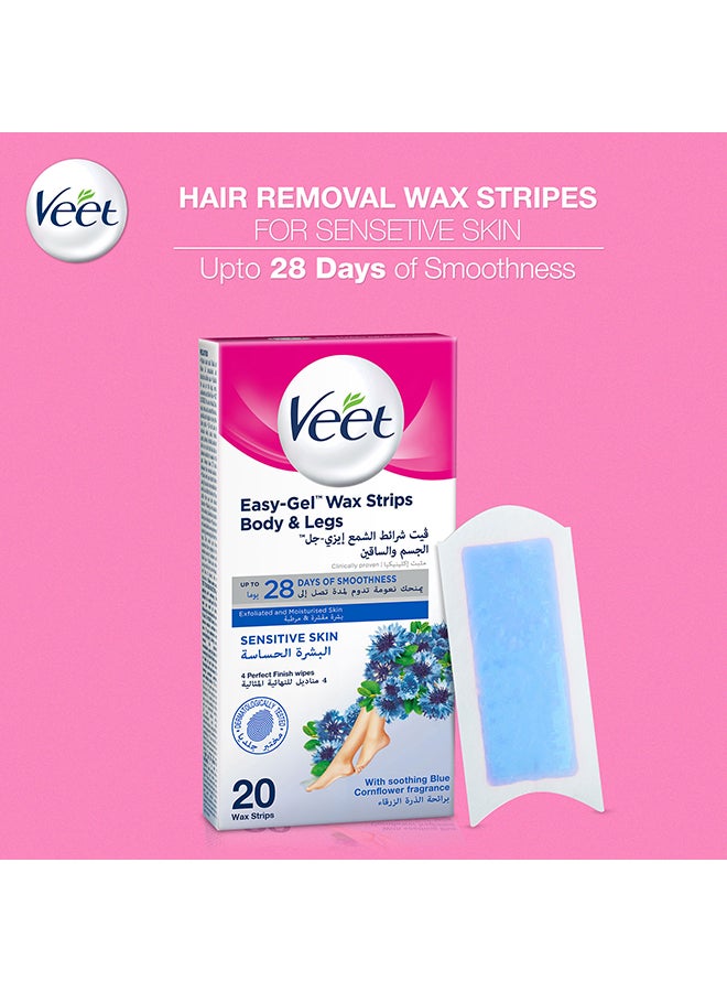 Veet - Hair Removal Easy Gel Wax Strips ,Sensitive Skin, Pack Of 2 White - Image 1