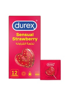 Sensual Strawberry Condoms For Men 12 Pieces