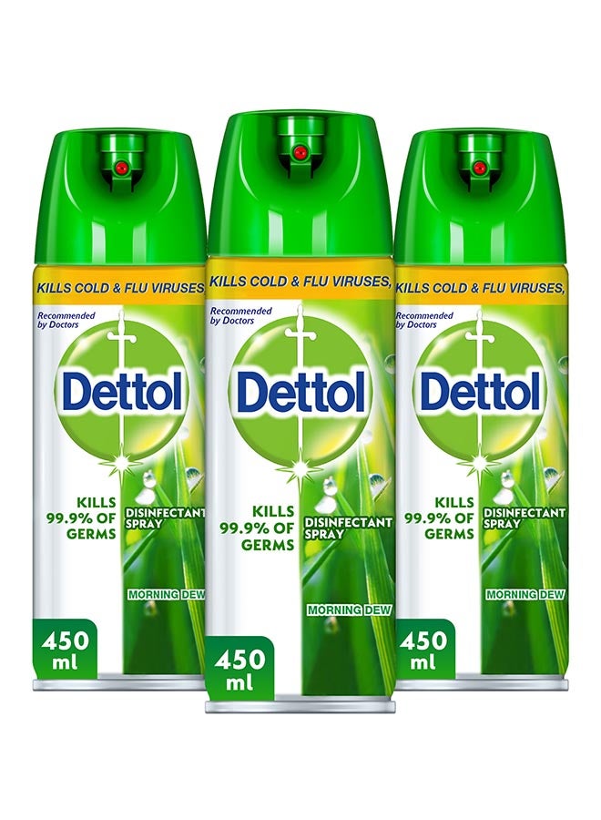 Dettol Morning Dew Disinfectant Spray Multicolour 3x450ml  - Image 1
