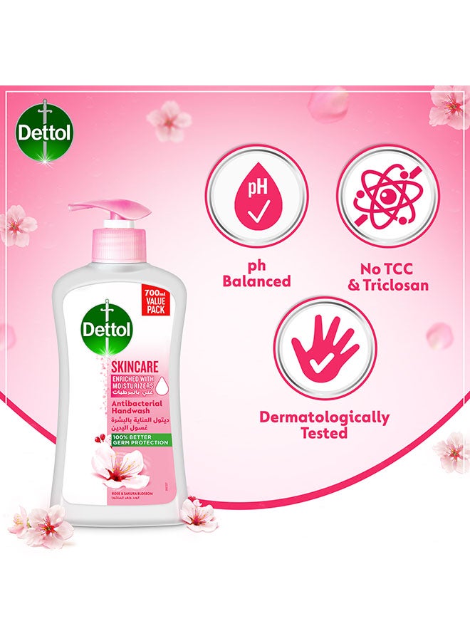 Dettol Skincare Antibacterial Handwash Liquid Soap Enriched With Moisturizer Multicolour 700ml  - Image 3