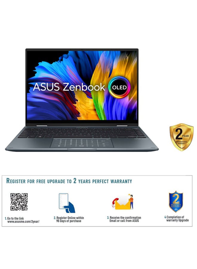 Zenbook 14 Flip OLED UP5401EA-OLED007W Laptop With 14-Inch Display, Core i7 1165G7 Processer/16GB RAM/1TB SSD/Intel Iris Plus Graphics/Windows 11 Home English/Arabic Black