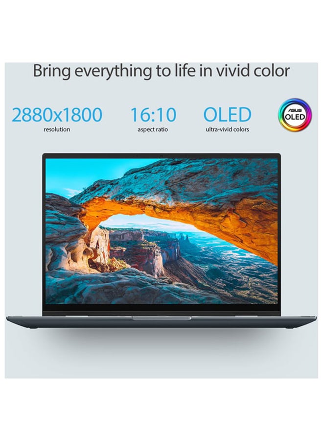 Zenbook 14 Flip OLED UP5401EA-OLED007W Laptop With 14-Inch Display, Core i7 1165G7 Processer/16GB RAM/1TB SSD/Intel Iris Plus Graphics/Windows 11 Home English/Arabic Black